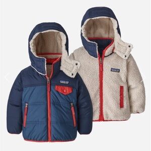 Patagonia Kids Reversible Blue and Cream Jacket